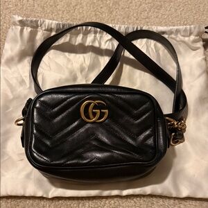Gucci Black Crossbody Bag with Gold Logo